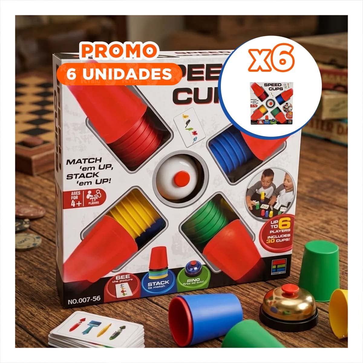 PACK6 PAQUETE INFANTIL DE VASOS DE VELOCIDAD MULTICOLOR PARA DIVERSION RECREATIVA YPAPEL REGALO - 1