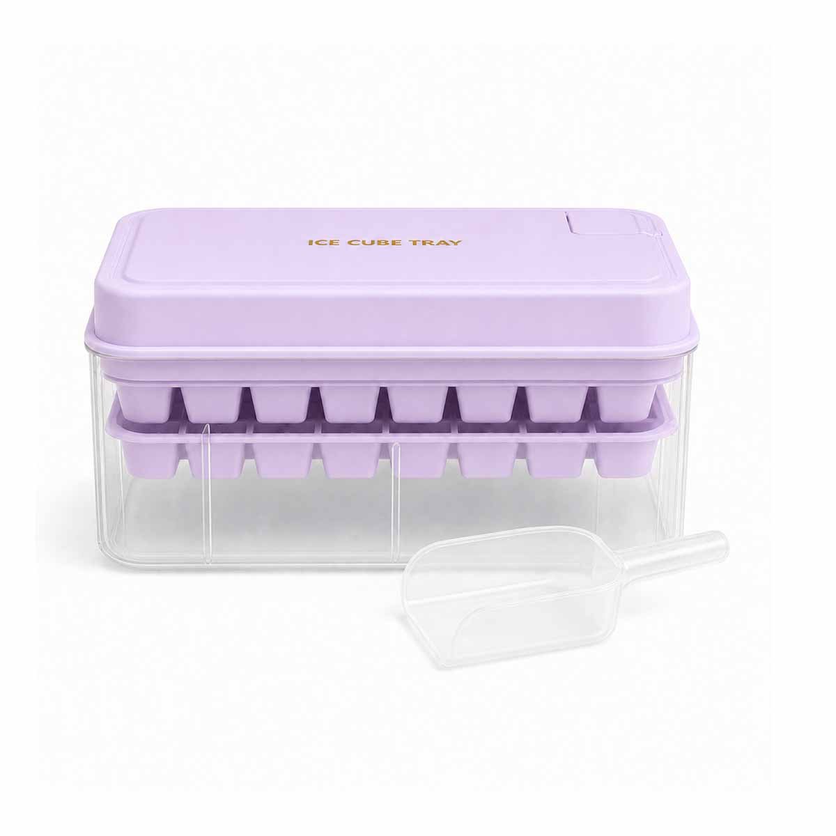 PACK2 MOLDE DE HIELO LILA CON BANDEJAS DOBLES PARA CUBOS YREGALO STICKER - 2