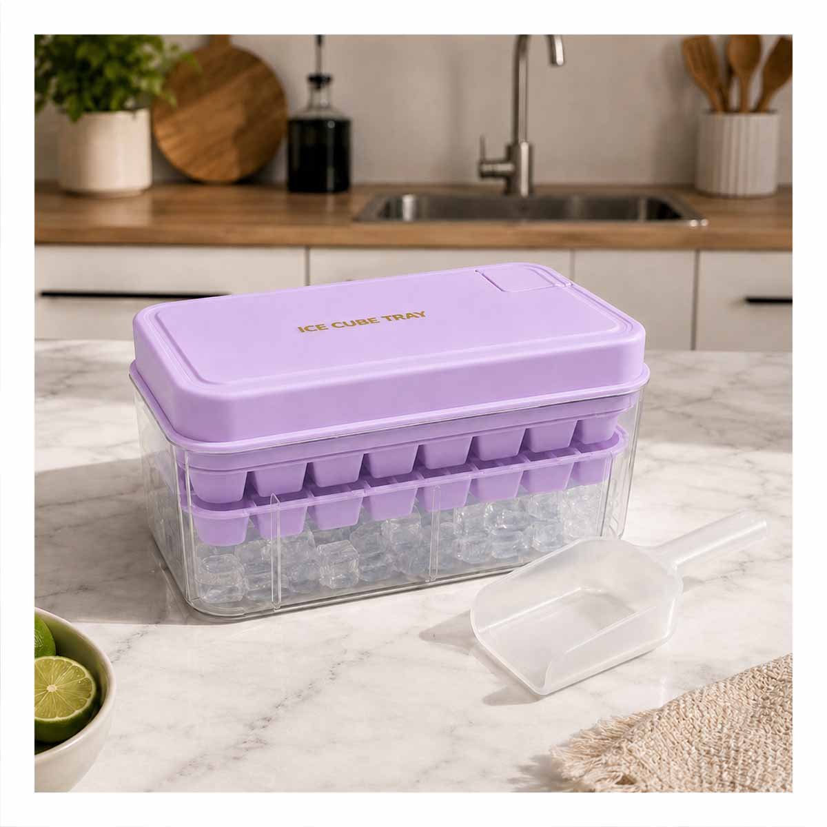 PACK6 BANDEJA DE COCINA LILA PARA CUBOS DE HIELO CON MOLDE - 3