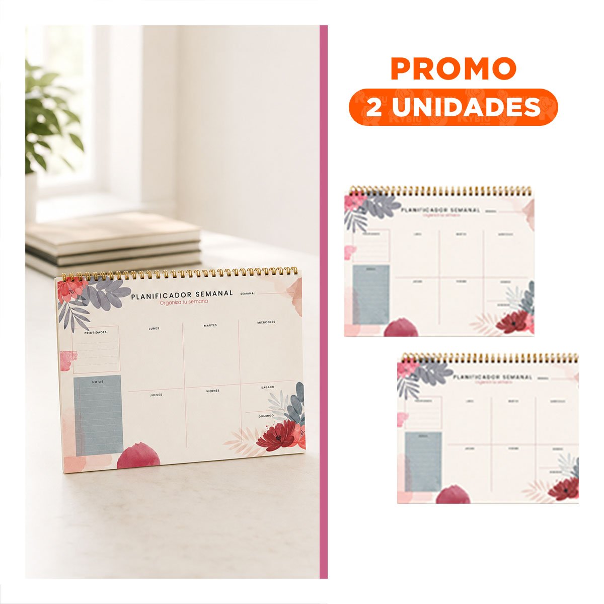 PACK2 LIBRETA BEIGE CON 50 HOJAS PARA PLANIFICAR RUTINAS SEMANALES 28X22,5 - 1