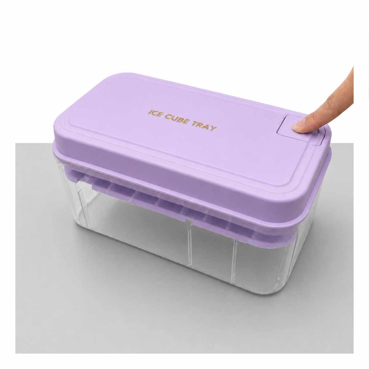 HIELERA DE 2 BANDEJAS PARA PREPARAR CUBOS DE HIELO LILA Y REGALO STICKER - 3