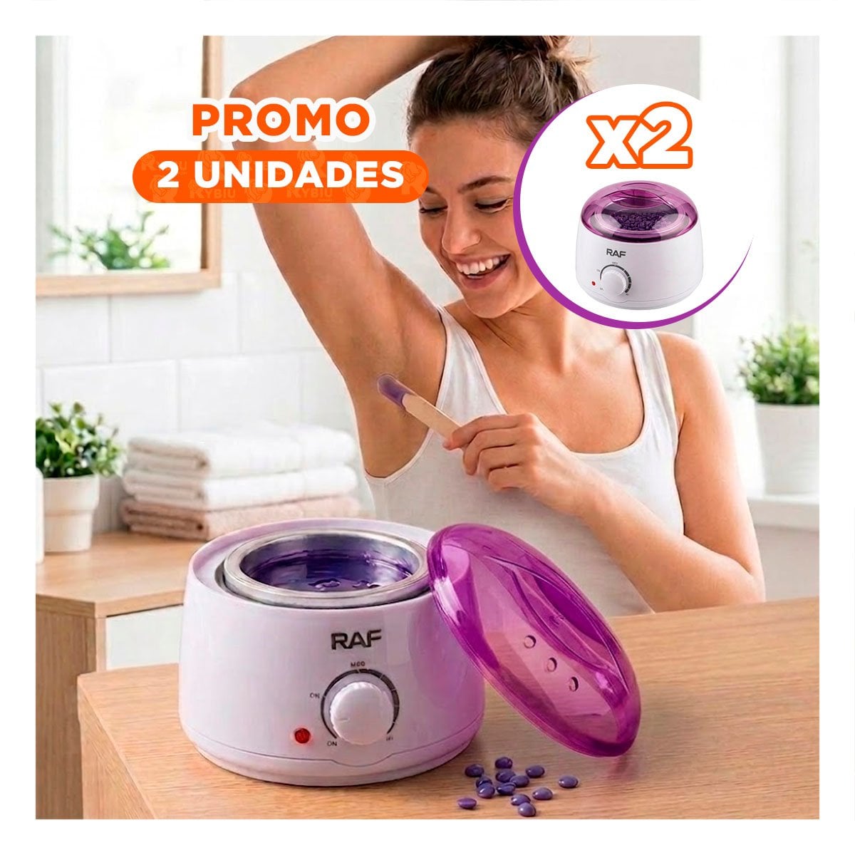 PACK2 CAZUELA DE CERA PARA DEPILACION COLOR BLANCO YREGALO STICKER - 1