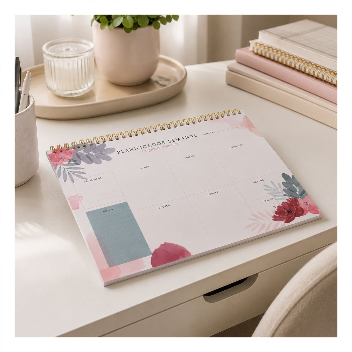 PACK6 CUADERNO CREATIVO BEIGE SEMANAL PARA IDEAS Y PENDIENTES 28X22,5 50 HOJAS - 3