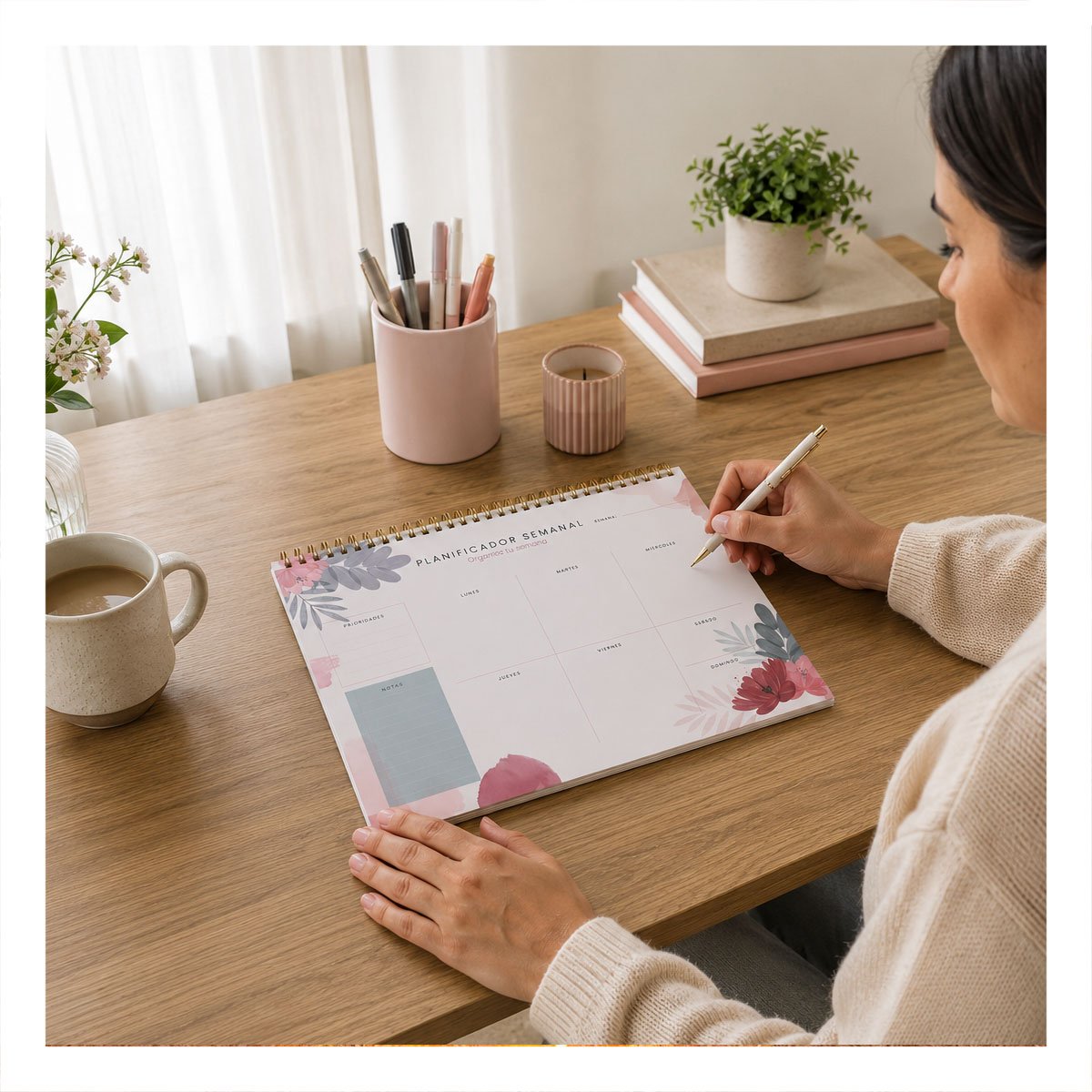 PACK6 CUADERNO CREATIVO BEIGE SEMANAL PARA IDEAS Y PENDIENTES 28X22,5 50 HOJAS - 5