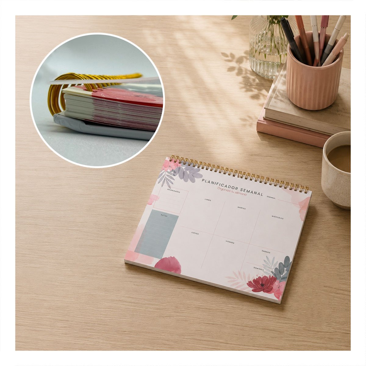 PACK6 LIBRETA SEMANAL BEIGE DE 50 HOJAS PARA CONTROLAR ACTIVIDADES 28X22,5 YPAPEL REGALO - 2