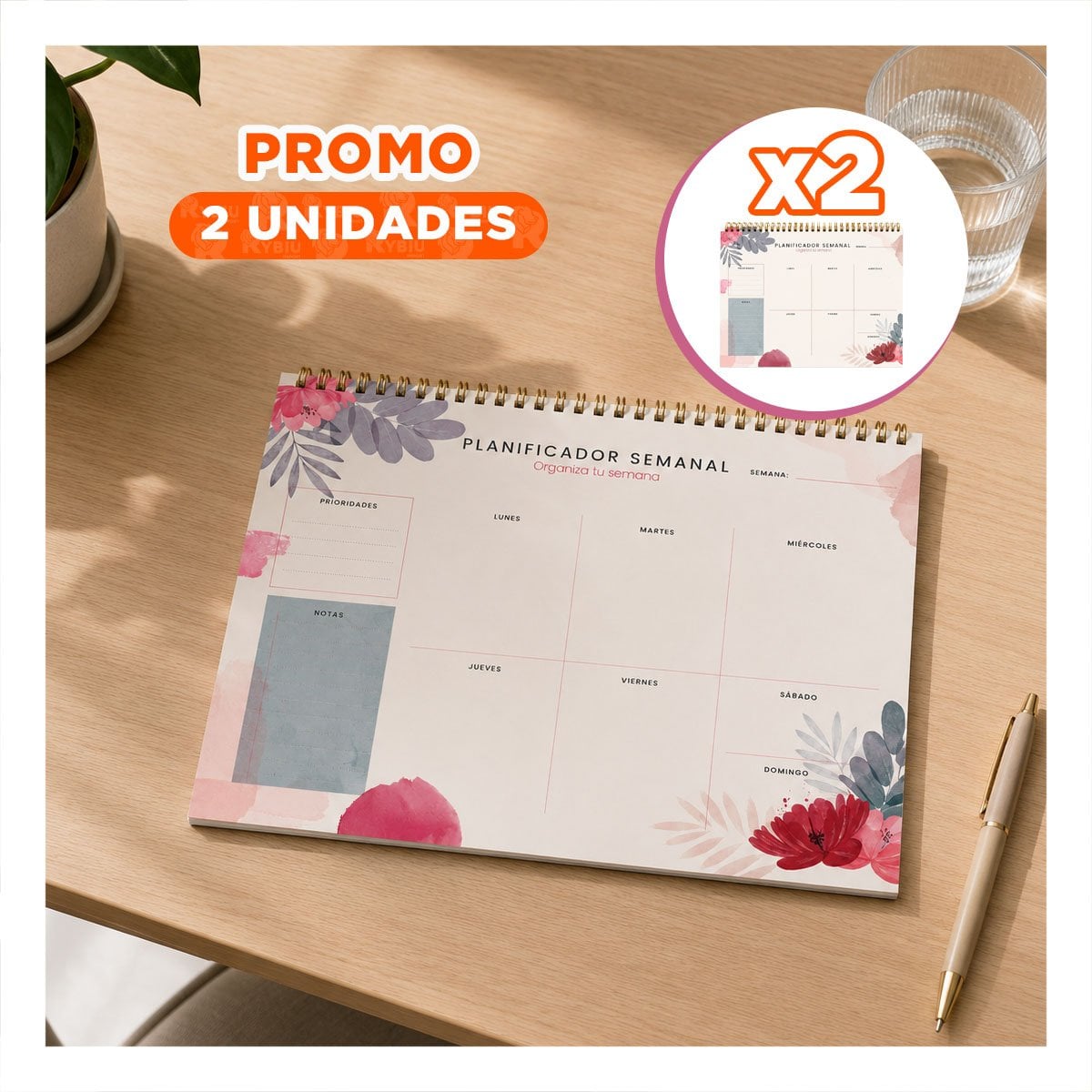 PACK2 CUADERNO PERSONAL BEIGE PARA ANOTAR ACTIVIDADES DIARIAS 50 HOJAS 28X22,5 YREGALO STICKER - 1