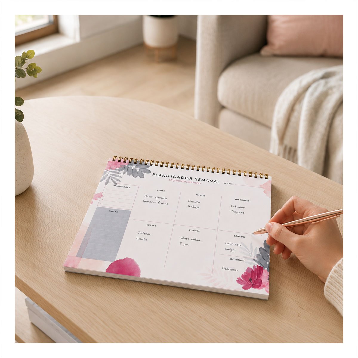 PACK2 CUADERNO PERSONAL BEIGE PARA ANOTAR ACTIVIDADES DIARIAS 50 HOJAS 28X22,5 YREGALO STICKER - 5