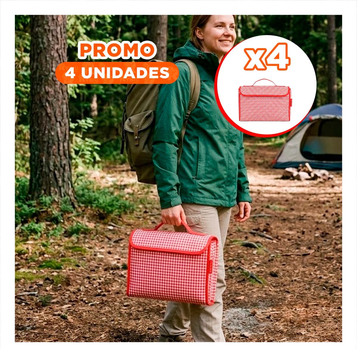 PACK4 COBERTOR DE USO FAMILIAR 160X200CM TIPO CARTERA PARA PICNICS YREGALO STICKER - 1
