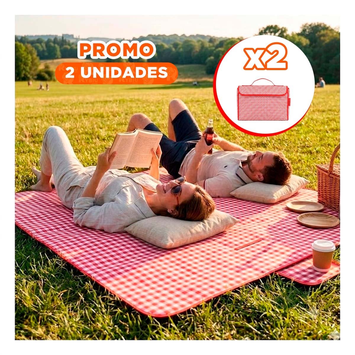 PACK2 COBERTOR PARA EXTERIOR 160X200CM TIPO CARTERA DE USO FAMILIAR COLOR ROJO YPAPEL REGALO - 1