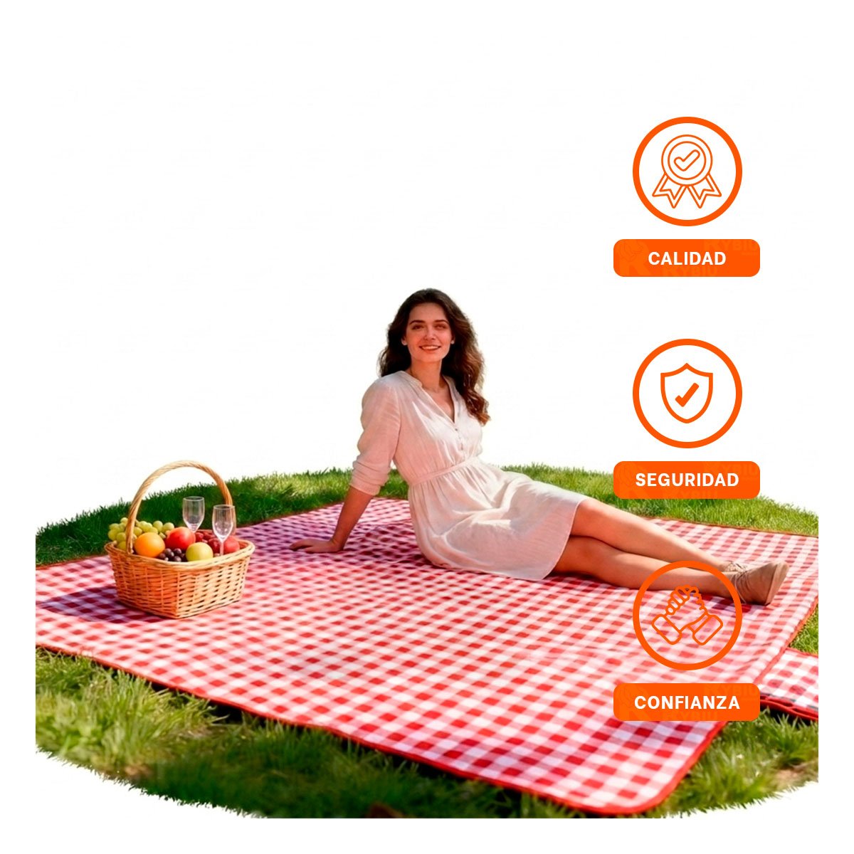 MANTA PARA PICNIC 160X200CM TIPO CARTERA DE USO EN CAMPO COLOR ROJO YSTICKY - 5