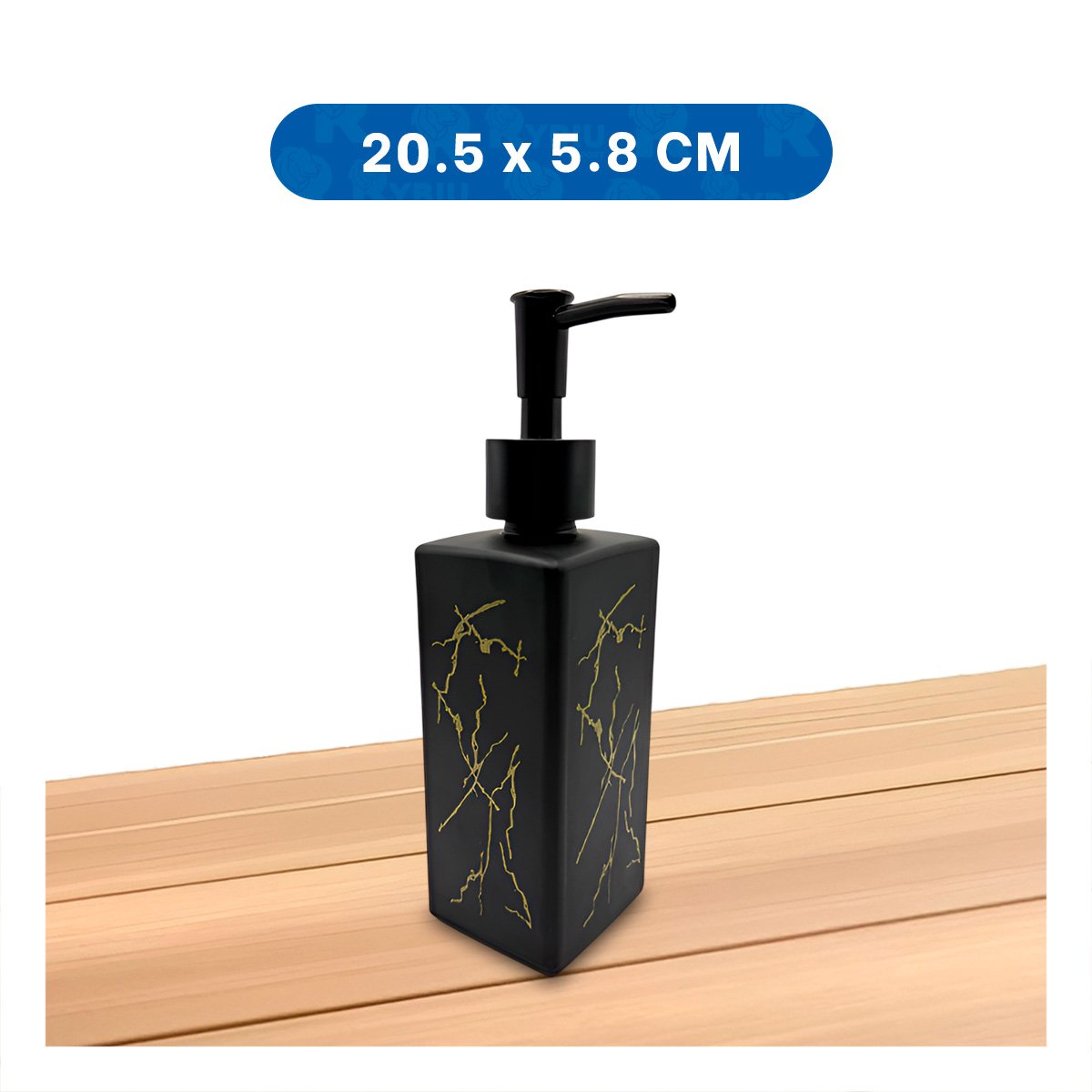 PACK6 DOSIFICADOR DECORATIVO PARA JABON COLOR NEGRO RECTANGULAR 20,5X5,8 CM YREGALO STICKER - 4