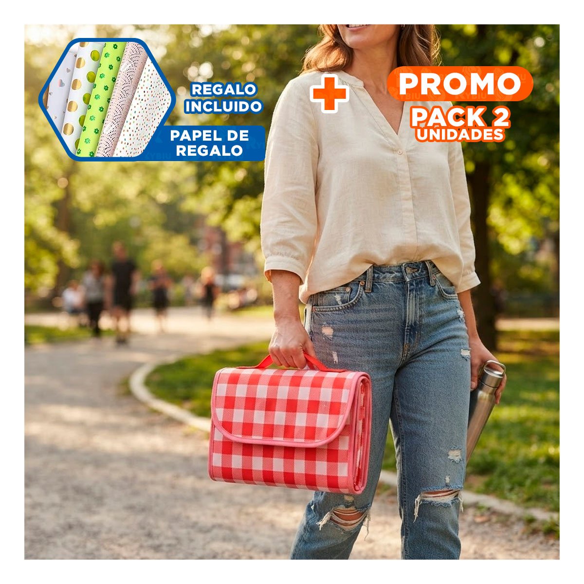 PACK2 COBERTOR PARA EXTERIOR 160X160CM TIPO CARTERA DE USO FAMILIAR COLOR ROJO YPAPEL REGALO - 1