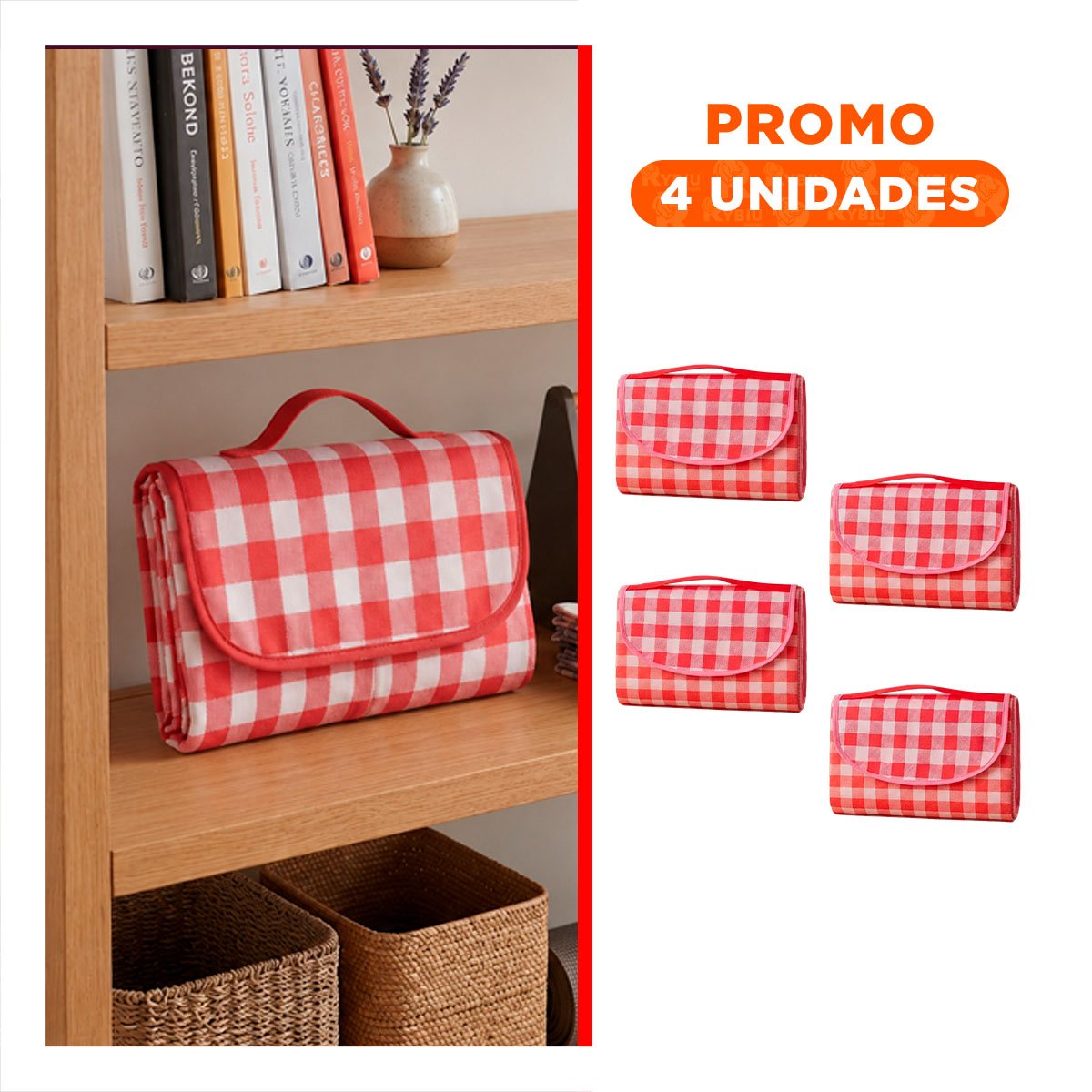 PACK4 COBERTOR DE USO FAMILIAR 160X160CM TIPO CARTERA PARA PICNICS YREGALO STICKER - 1
