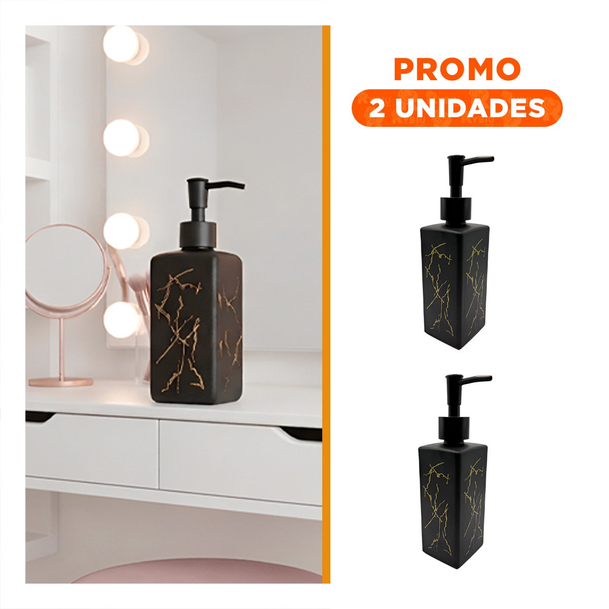 PACK2 ENVASE DECORATIVO PARA SHAMPOO CON DIS MARMOL RECTANGULAR 20,5X5,8 CM - 1