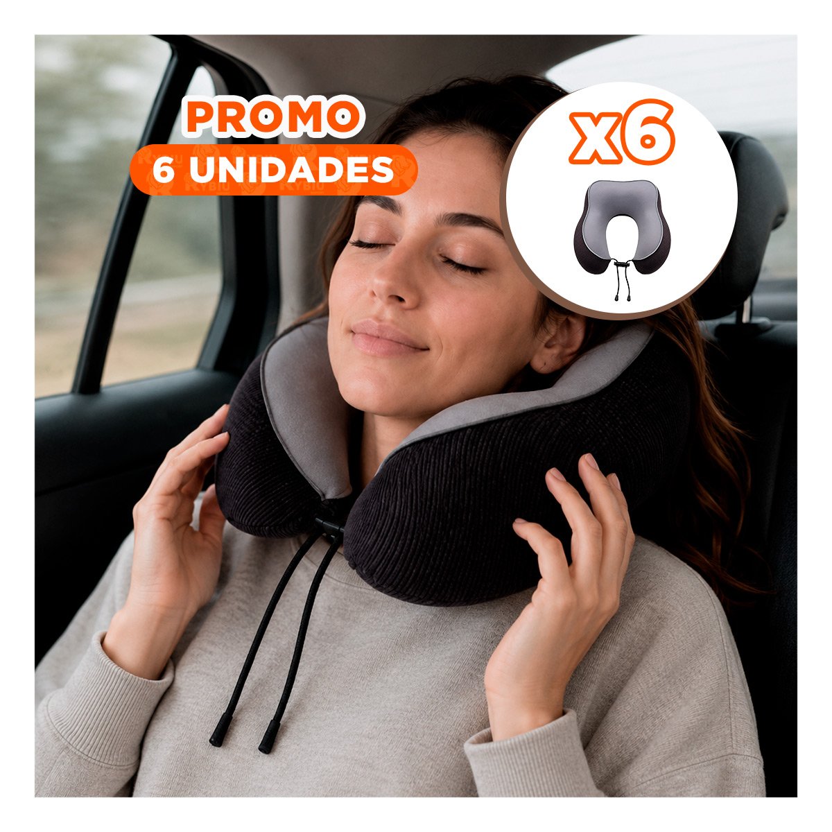 PACK6 SOPORTE DE VIAJE COLOR PLOMO PARA CUELLO Y DESCANSO DIARIO YREGALO STICKER - 1