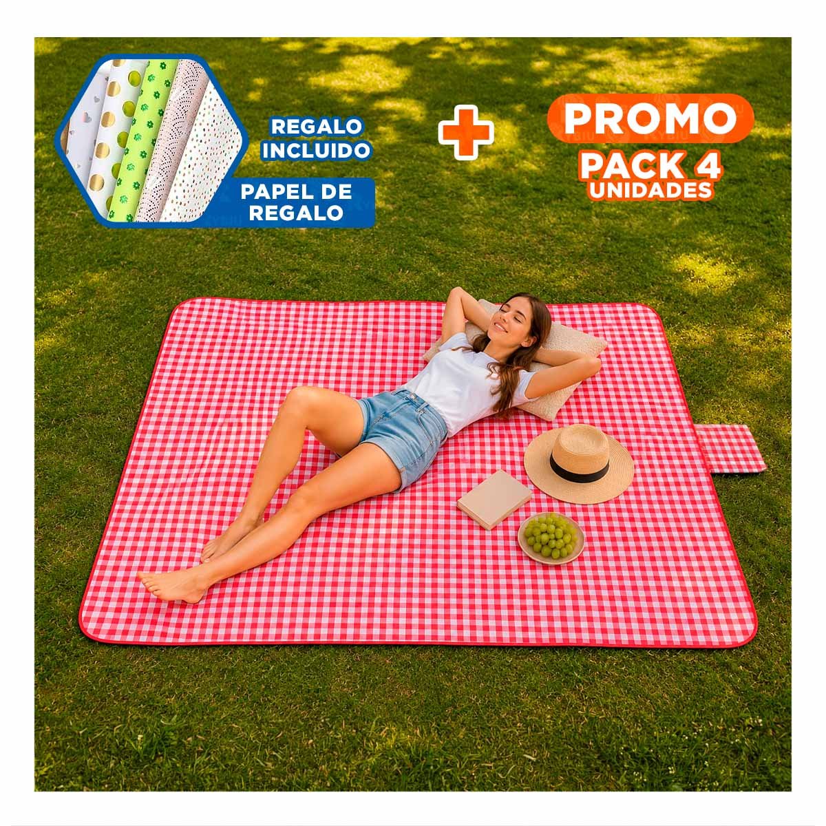 PACK4 COBIJA PORTATIL PARA CAMPING TIPO CARTERA DE USO PRACTICO EN EXTERIOR YPAPEL REGALO - 1