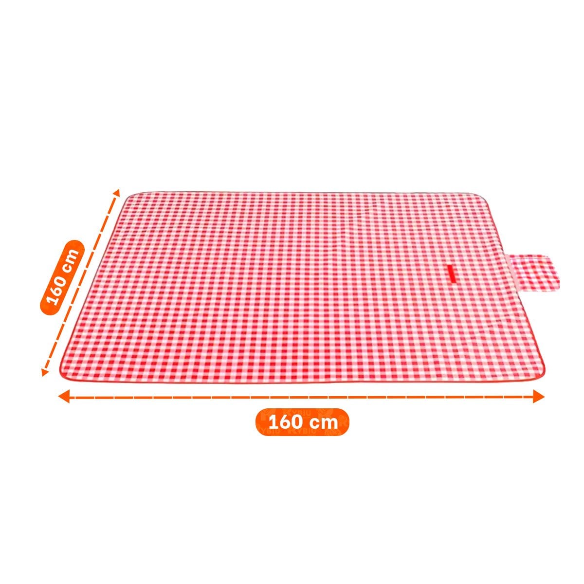 MANTA TIPO CARTERA 160X160CM DOBLE TELA PARA PICNIC COLOR ROJO CUADRITOS - 4