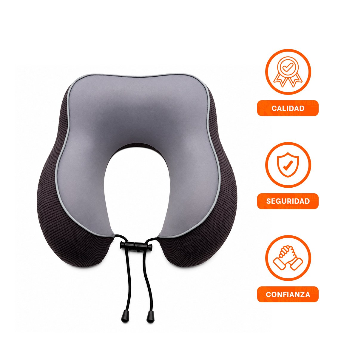 ALMOHADA COLOR PLOMO DE CUELLO PARA VIAJAR CON APOYO CERVICAL COMODO - 3