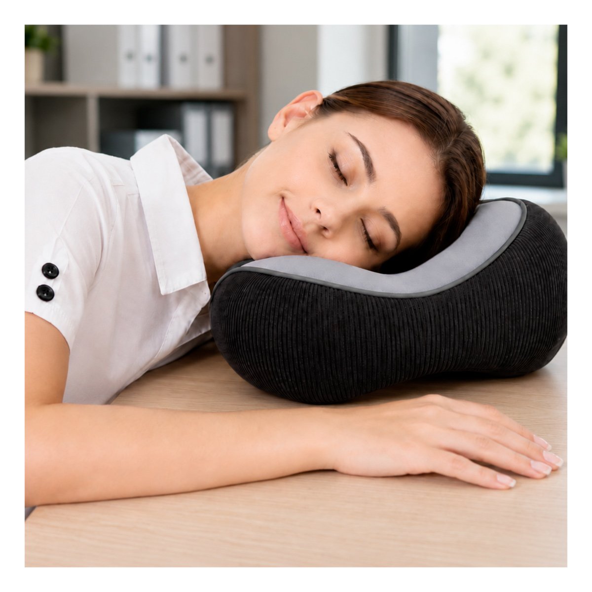 SOPORTE CERVICAL PARA VIAJAR PLOMO CON APOYO SUAVE EN TRAYECTOS LARGOS Y REGALO STICKER - 2