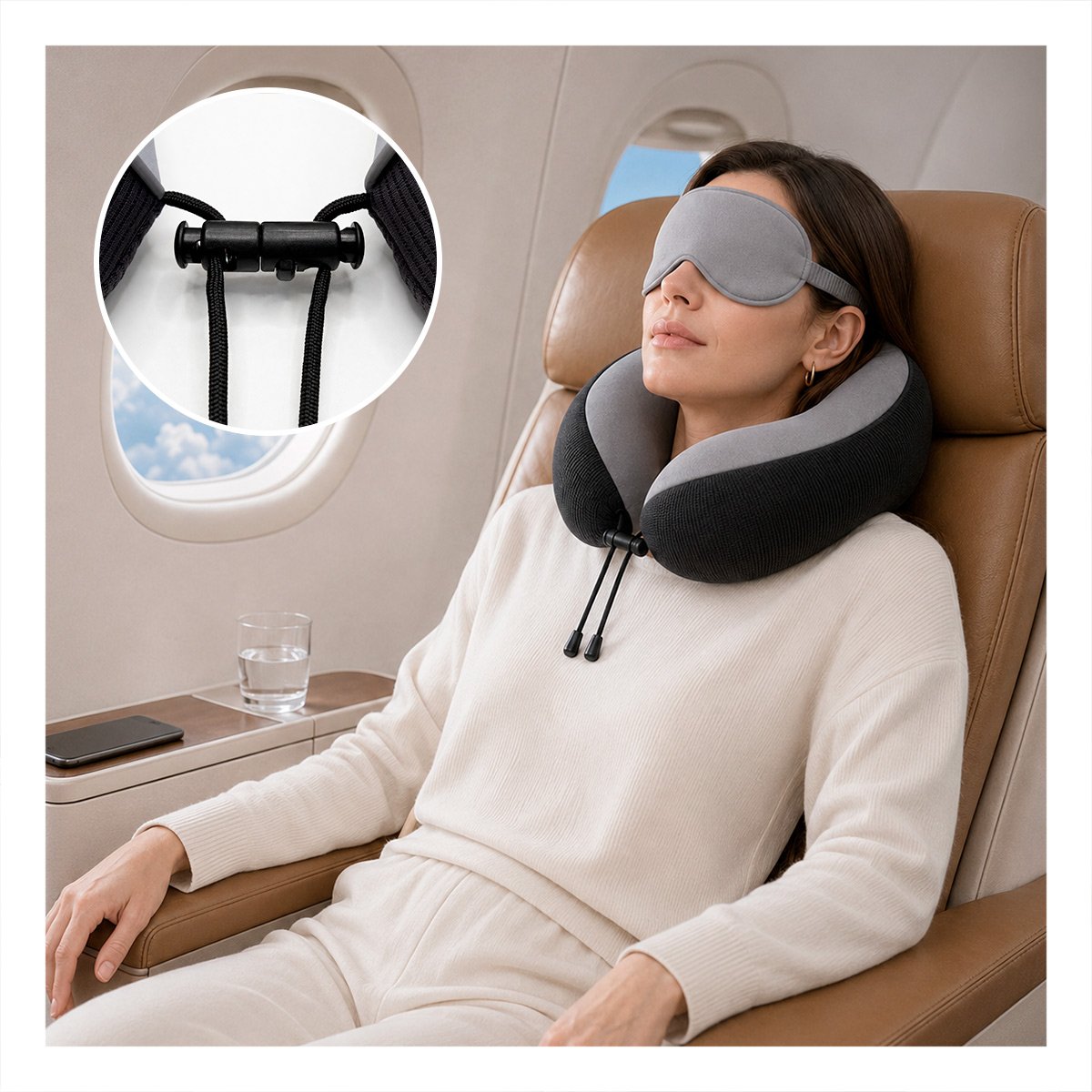 SOPORTE CERVICAL PARA VIAJAR PLOMO CON APOYO SUAVE EN TRAYECTOS LARGOS Y REGALO STICKER - 5