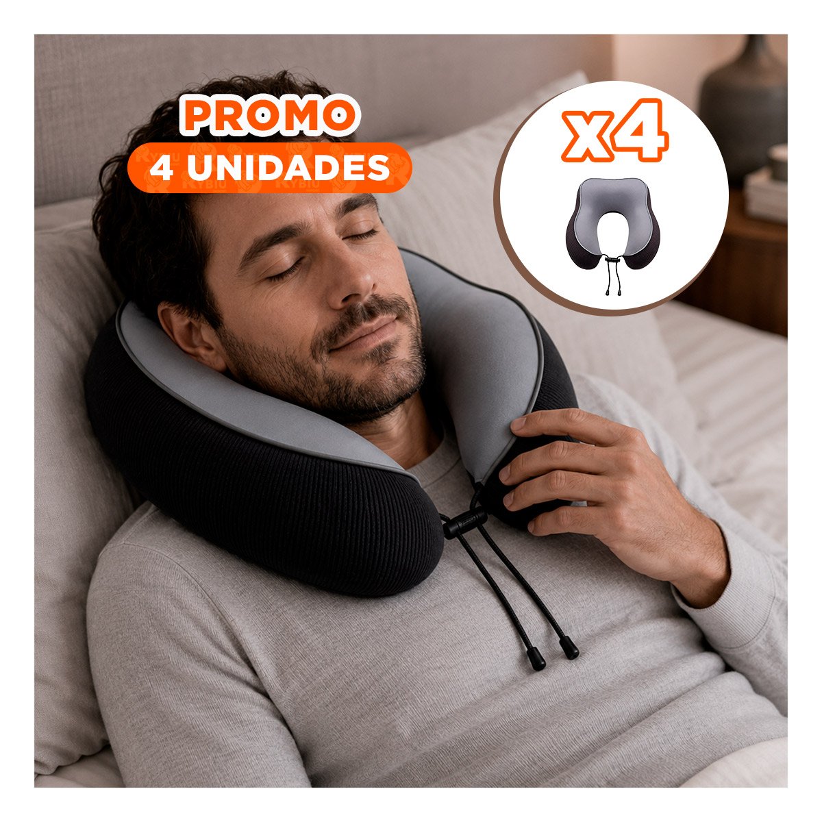 PACK4 COJIN DE CUELLO PARA VIAJAR COLOR PLOMO CON APOYO ERGONOMICO PRACTICO - 1