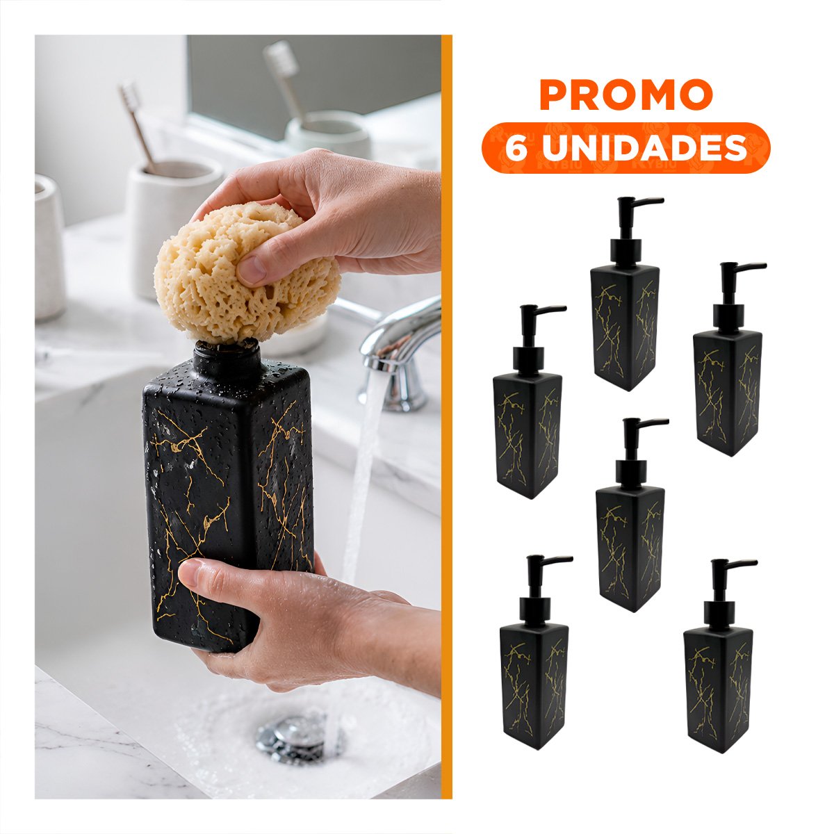 PACK6 DISPENSADOR PARA GEL DE MANOS RECTANGULAR COLOR NEGRO 20,5X5,8 CM - 1