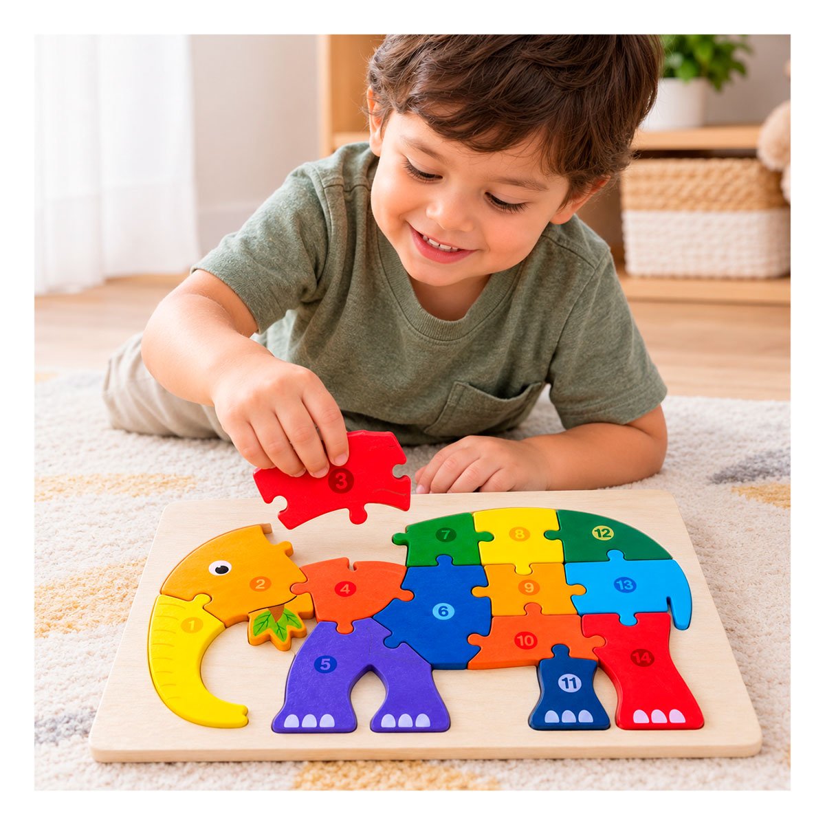 PACK4 PUZZLE EDUCATIVO ELEFANTE CON PIEZAS NUMERICAS MULTICOLOR 18X30CM - 3