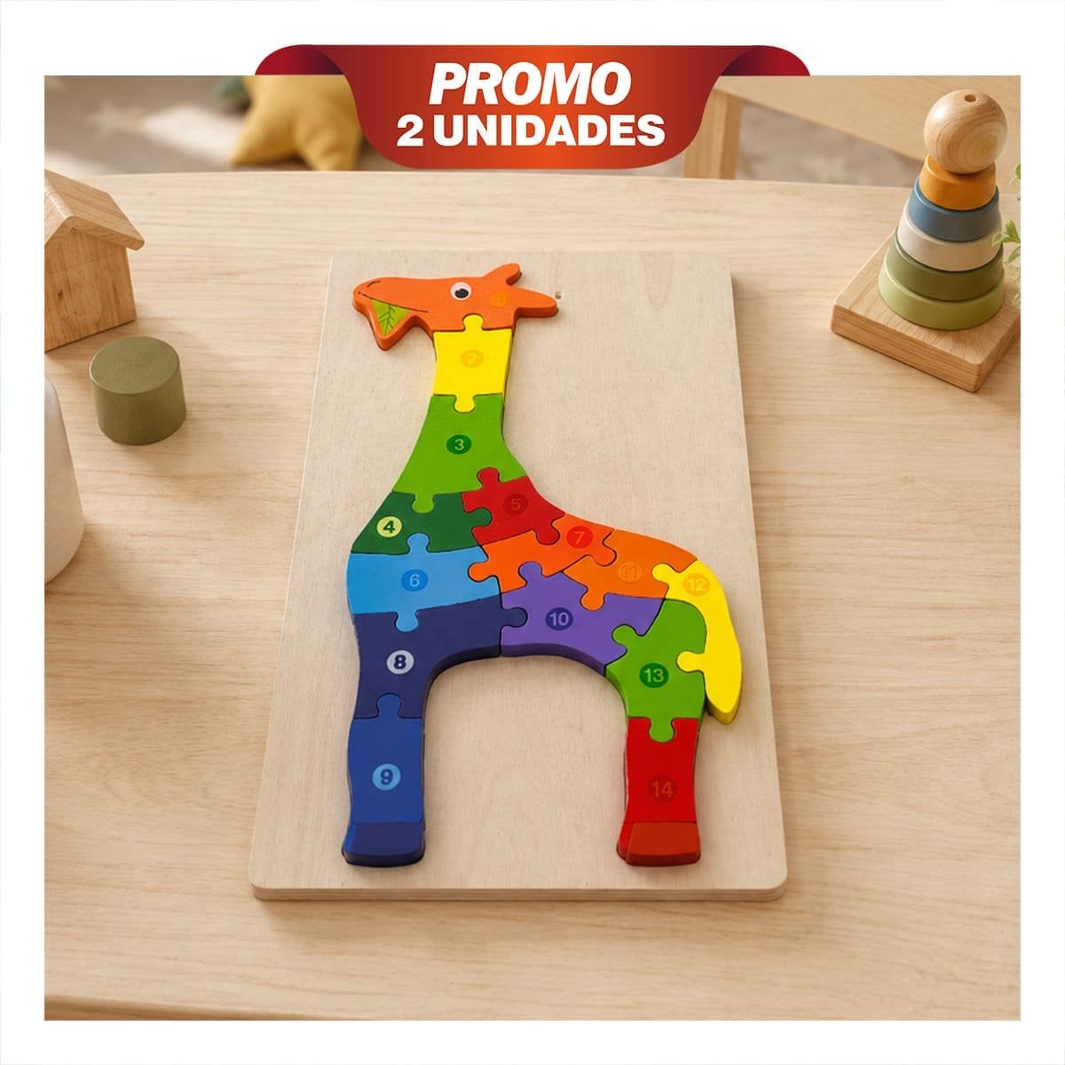 PACK2 JUEGO CREATIVO DE NUMEROS CON JIRAFA MULTICOLOR INFANTIL 18X30CM YPAPEL REGALO - 1