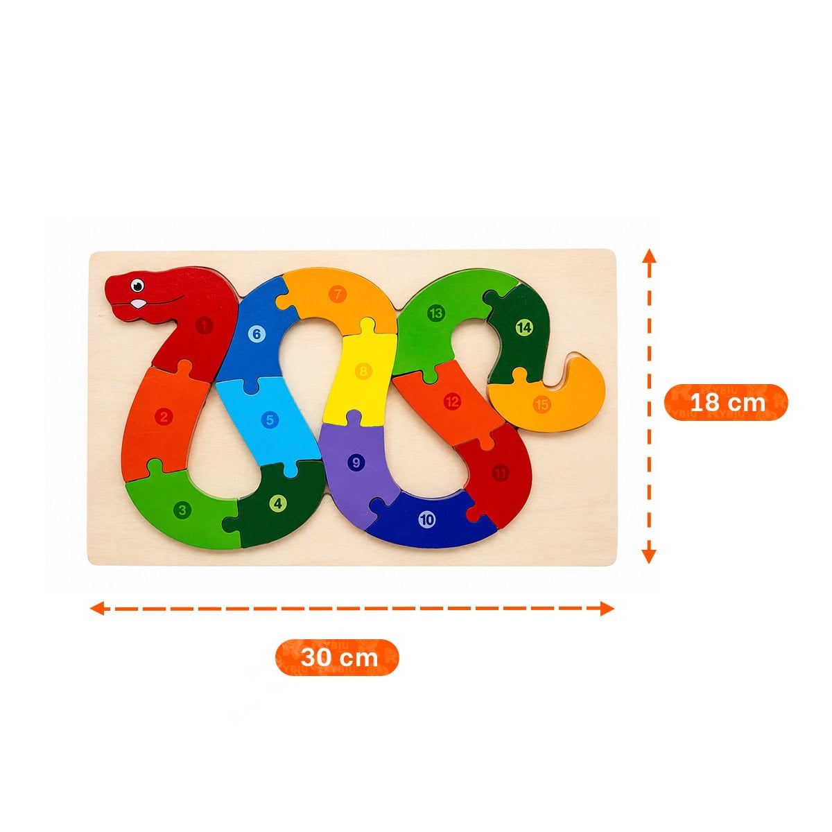 PACK2 ROMPECABEZAS INFANTIL DE APRENDIZAJE CON CULEBRA MULTICOLOR 18X30CM YREGALO STICKER - 2