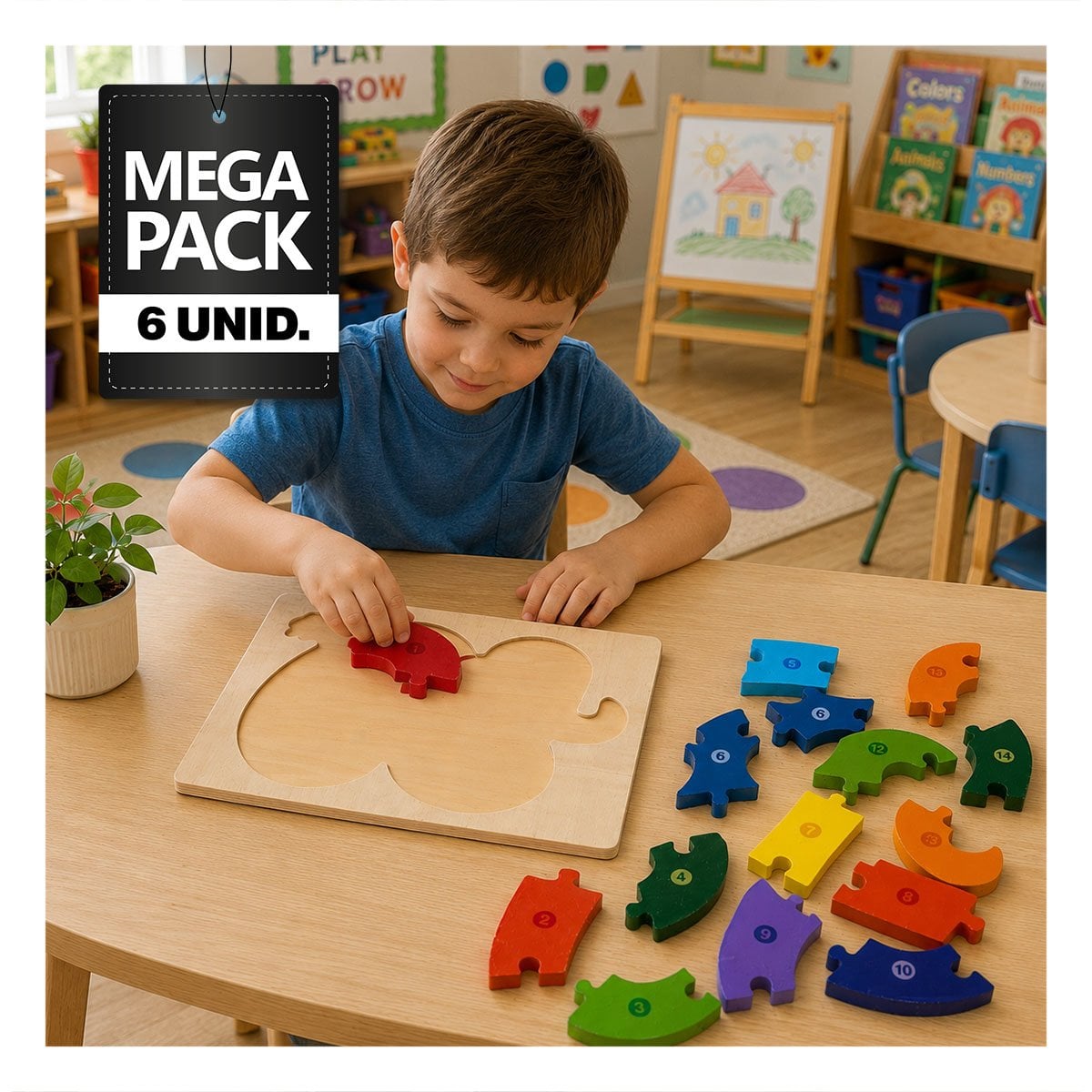 PACK6 PUZZLE DE APRENDIZAJE CON NUMEROS Y CULEBRA MULTICOLOR 18X30CM - 1
