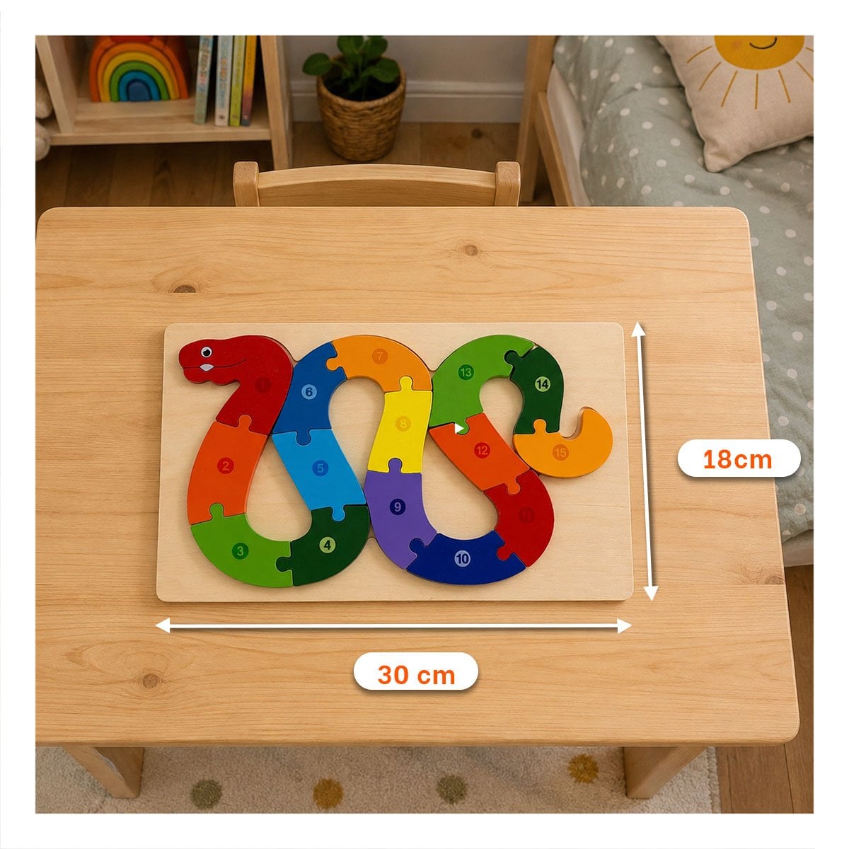 PACK6 PUZZLE DE APRENDIZAJE CON NUMEROS Y CULEBRA MULTICOLOR 18X30CM - 2