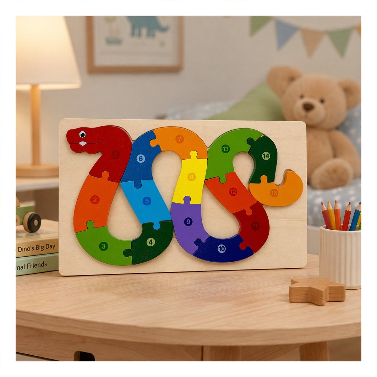 PACK6 PUZZLE DE APRENDIZAJE CON NUMEROS Y CULEBRA MULTICOLOR 18X30CM - 3