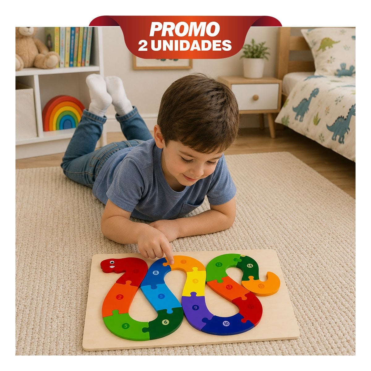 PACK2 JUEGO CREATIVO DE NUMEROS CON CULEBRA MULTICOLOR INFANTIL 18X30CM YPAPEL REGALO - 1