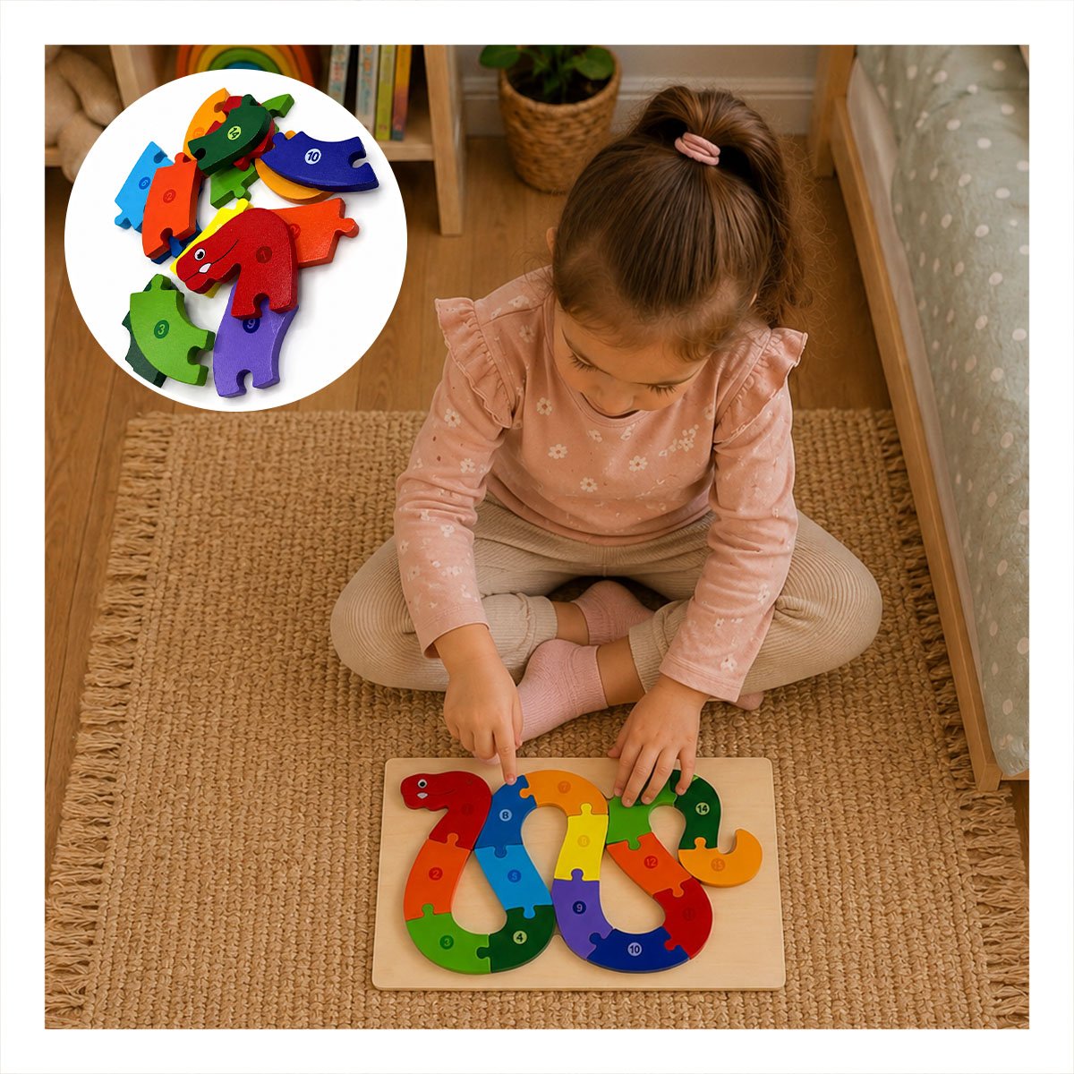 PACK2 JUEGO CREATIVO DE NUMEROS CON CULEBRA MULTICOLOR INFANTIL 18X30CM YPAPEL REGALO - 3