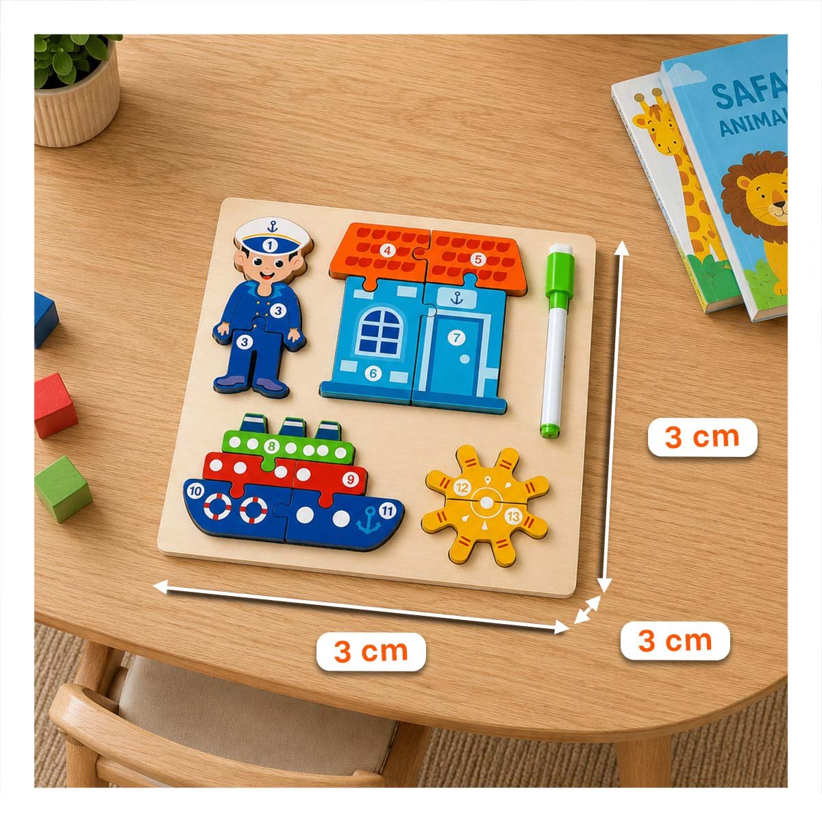 ROMPECABEZAS DIDACTICO MARINERO Y ELEMENTOS CON NUMEROS MULTICOLOR 22,5CM Y STICKY - 2