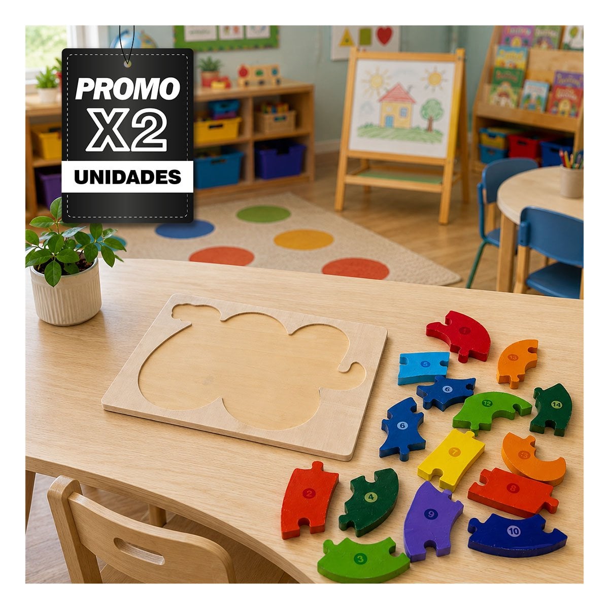 PACK2 PUZZLE DE NUMEROS CON FIGURA DE CULEBRA INFANTIL MULTICOLOR 18X30CM - 1