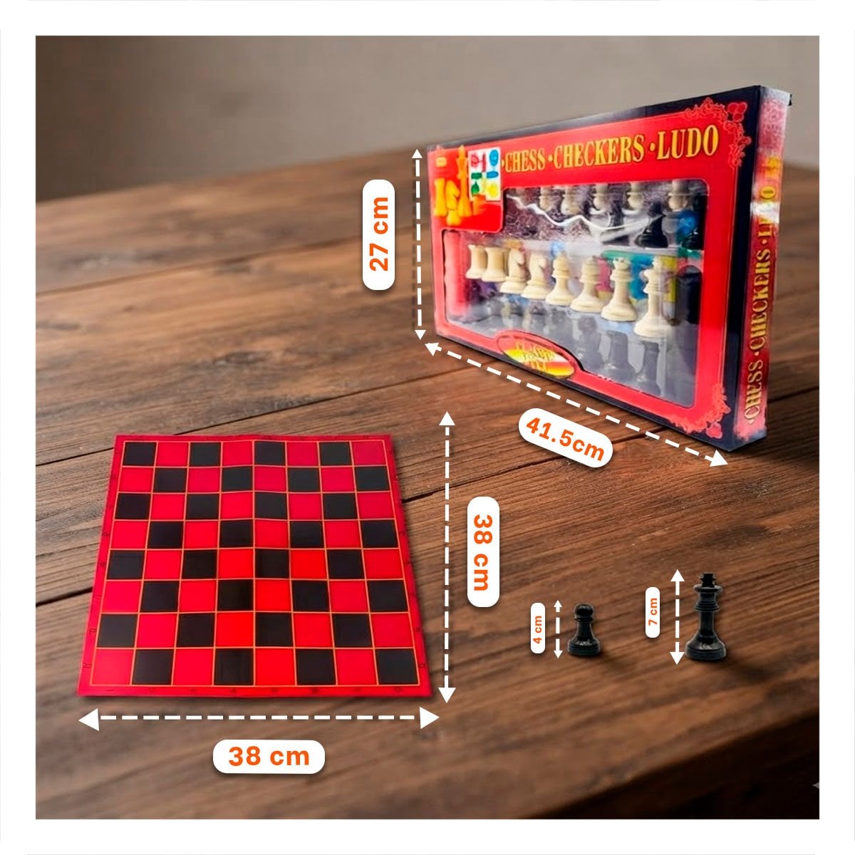 SET FAMILIAR DE JUEGOS AJEDREZ LUDO Y DAMA 3 EN 1 Y REGALO STICKER - 2