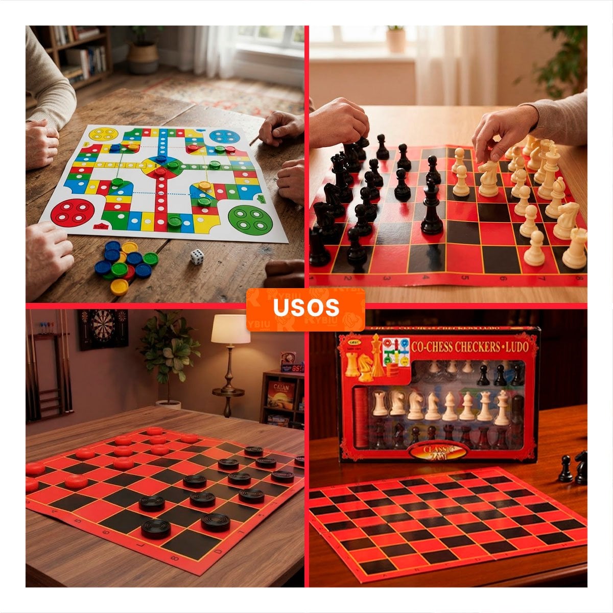 SET FAMILIAR DE JUEGOS AJEDREZ LUDO Y DAMA 3 EN 1 Y REGALO STICKER - 3
