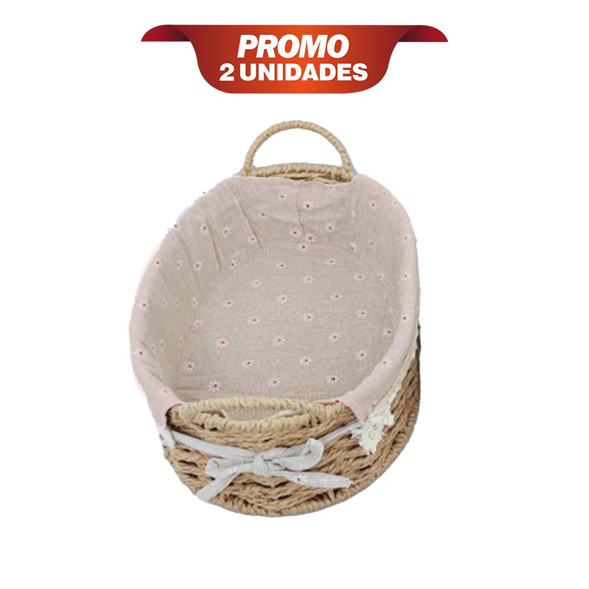 PACK2 CANASTA OVALADA 30X21X14CM BEIGE Y PLOMO TEJIDAS YPAPEL REGALO - 1
