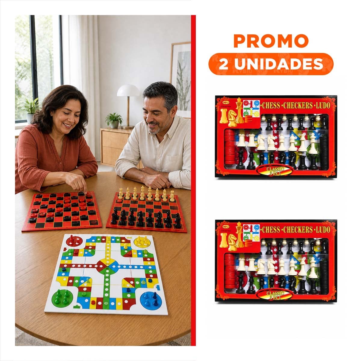 PACK2 KIT INFANTIL DE JUEGOS DE MESA CON AJEDREZ Y LUDO YREGALO STICKER - 1