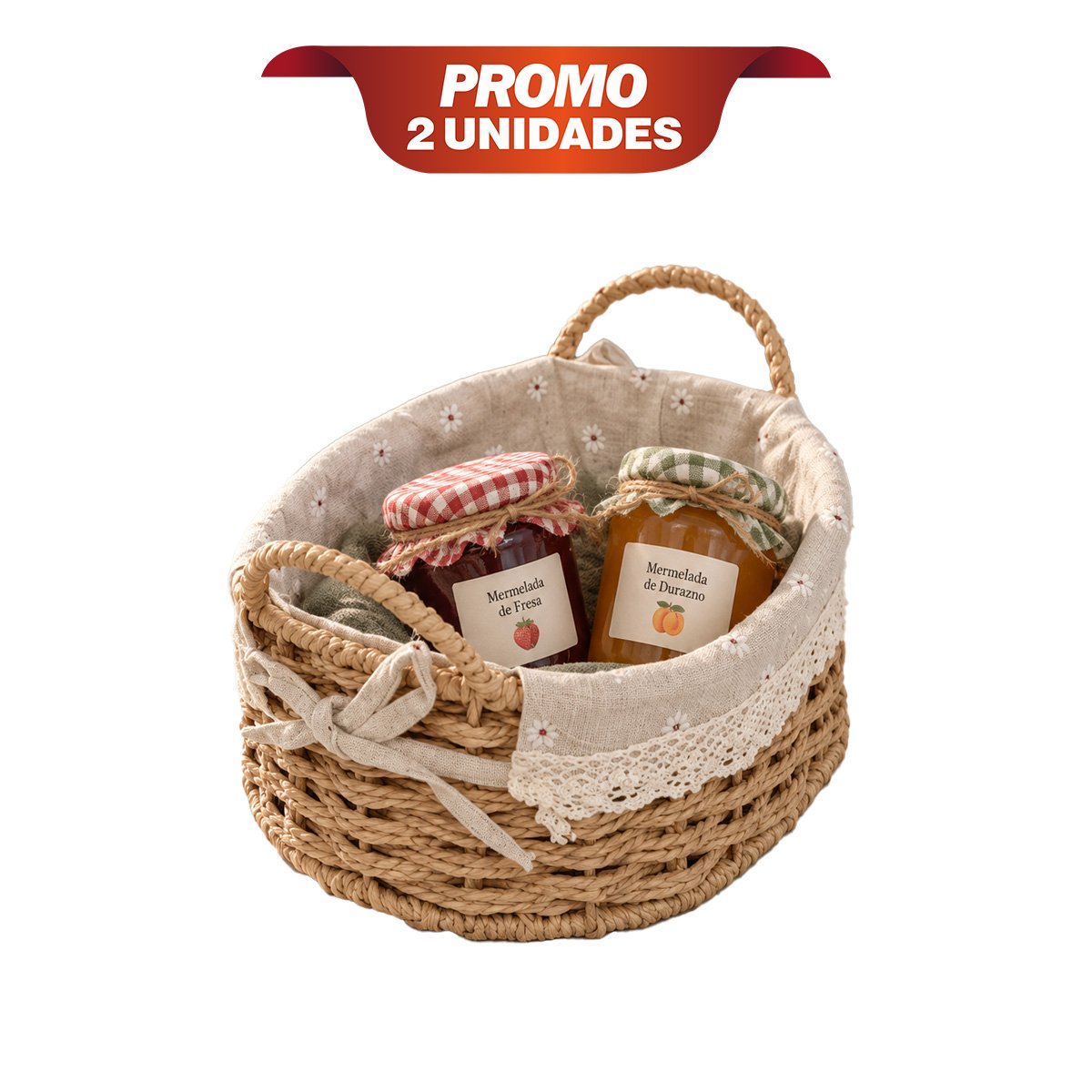 PACK2 CANASTA OVALADA 26X18X13CM BEIGE Y PLOMO TEJIDAS YPAPEL REGALO - 1