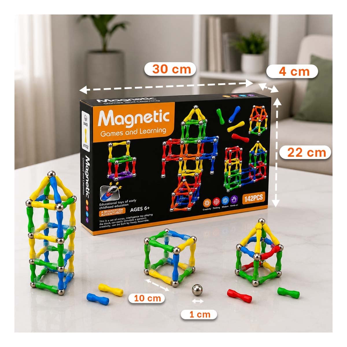 JUEGO DIDACTICO CON PIEZAS MAGNETICAS MULTICOLOR 142 PZ PARA NIÑOS Y STICKY - 2