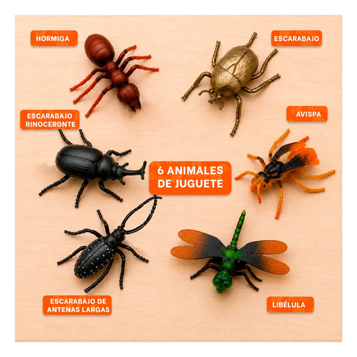 PACK2 ESTUCHE CON ANIMALES INSECTOS 6 PZ MULTICOLOR PARA APRENDIZAJE Y DIVERSION YPAPEL REGALO - 3