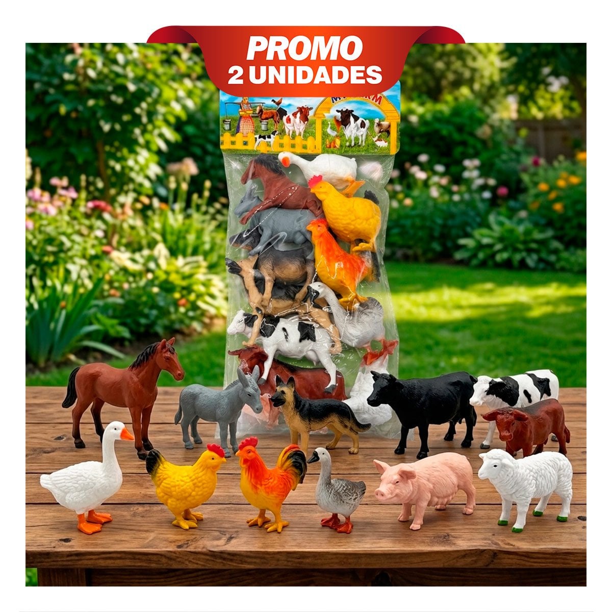 PACK2 ESTUCHE CON ANIMALES DE GRANJA 12 PZS PARA APRENDIZAJE Y DIVERSION YPAPEL REGALO - 1