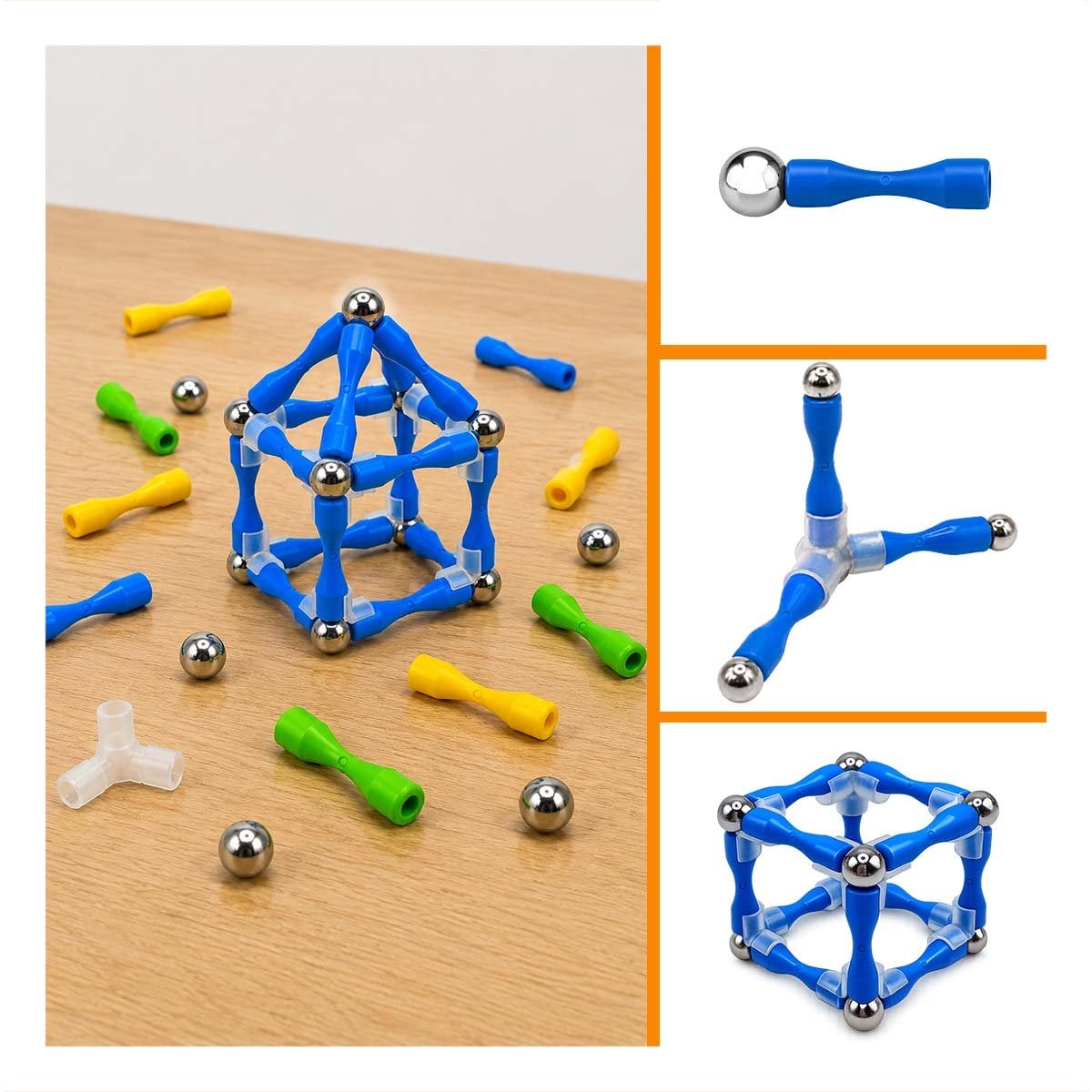 BLOQUES MAGNETICOS 142 PZ MULTICOLOR PARA JUEGOS EDUCATIVOS INFANTILES Y PAPEL REGALO - 3