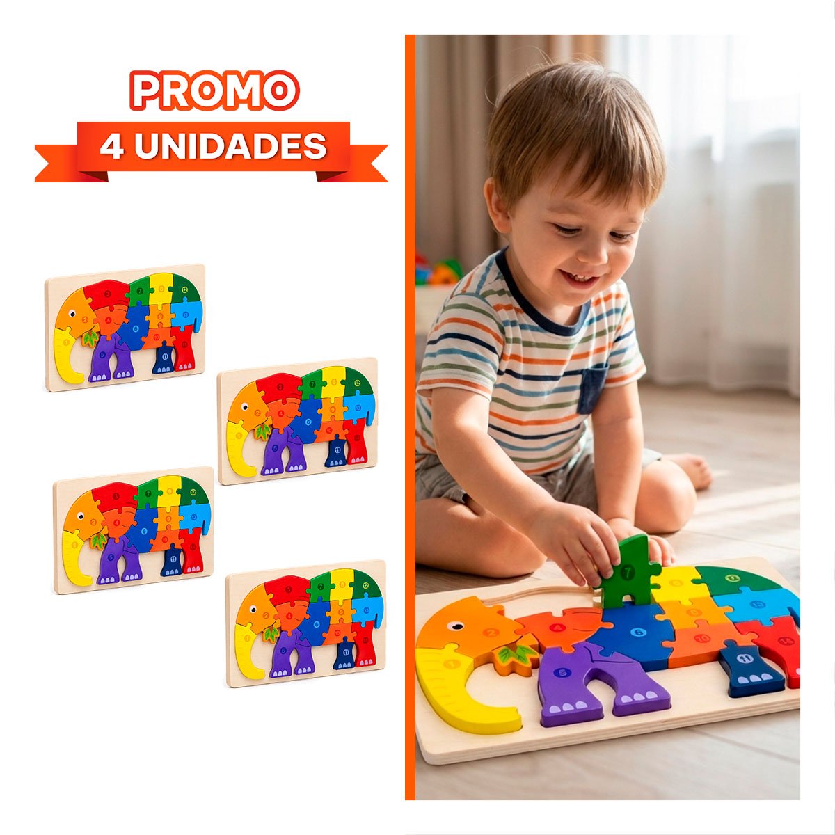 PACK4 ROMPECABEZAS DE HABILIDAD INFANTIL CON PIEZAS NUMERICAS 18X30CM YREGALO STICKER - 1