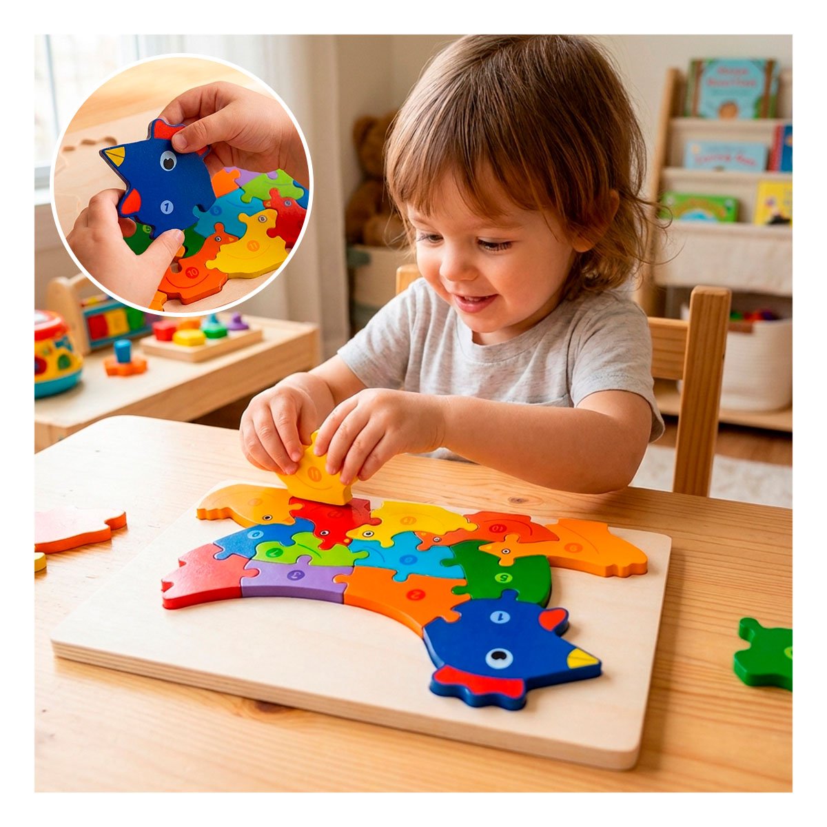 PACK12 JUEGO DE ENCAJE GALLINA NUMEROS MULTICOLOR INFANTIL 18X30CM YPAPEL REGALO - 3