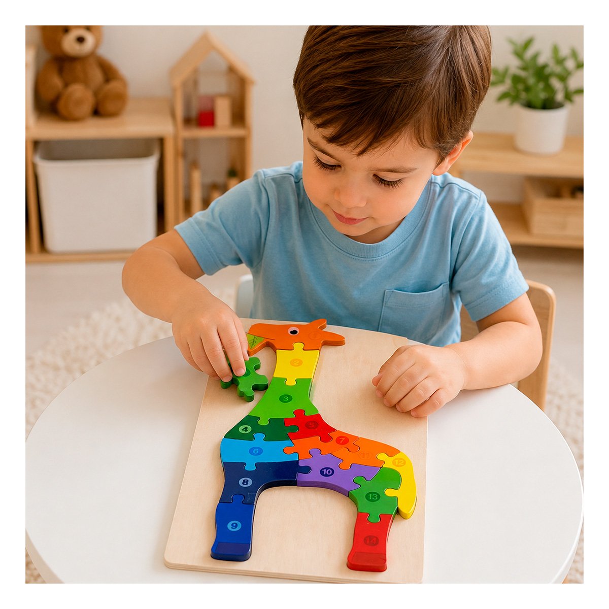 ROMPECABEZAS JIRAFA NUMEROS MULTICOLOR INFANTIL PARA NIÑOS 18X30CM - 1