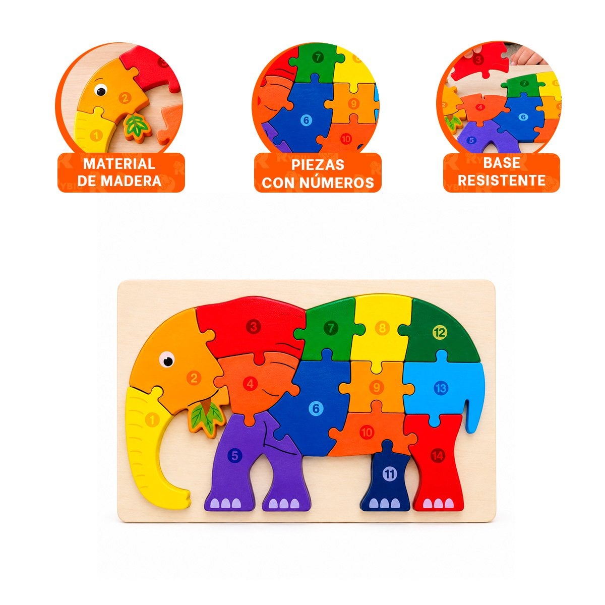 PACK12 TABLERO DE APRENDIZAJE ELEFANTE CON NUMEROS MULTICOLOR 18X30CM YREGALO STICKER - 4