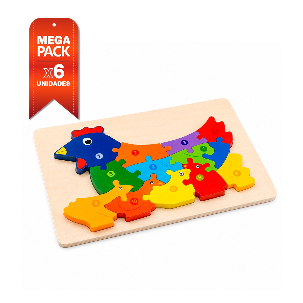 PACK6 JUEGO DE COORDINACION INFANTIL CON GALLINA NUMERICA 18X30CM YPAPEL REGALO - 1